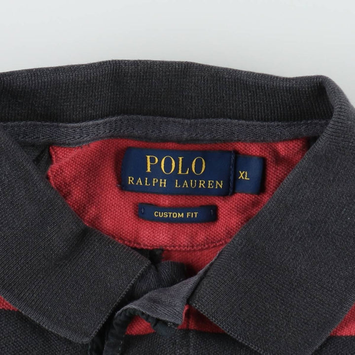 Ralph Lauren POLO RALPH LAUREN CUSTOM FIT Short-Sleeve Striped Polo Shirt, Men's Size XL (approx.) cotton red type Vintage Second Hand