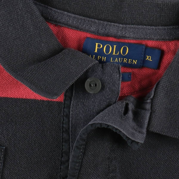 Ralph Lauren POLO RALPH LAUREN CUSTOM FIT Short-Sleeve Striped Polo Shirt, Men's Size XL (approx.) cotton red type Vintage Second Hand