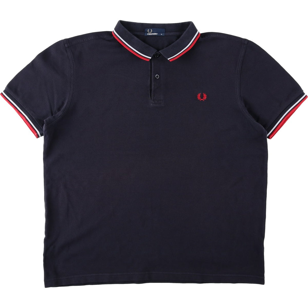 Fred Perry short-sleeved polo shirt, men's size XL cotton black type Vintage Second Hand