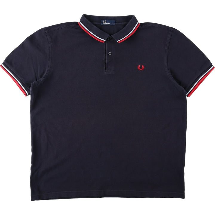 Fred Perry short-sleeved polo shirt, men's size XL cotton black type Vintage Second Hand