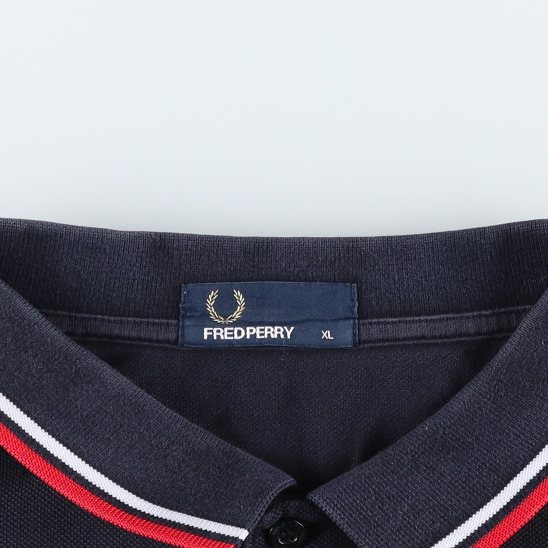 Fred Perry short-sleeved polo shirt, men's size XL cotton black type Vintage Second Hand