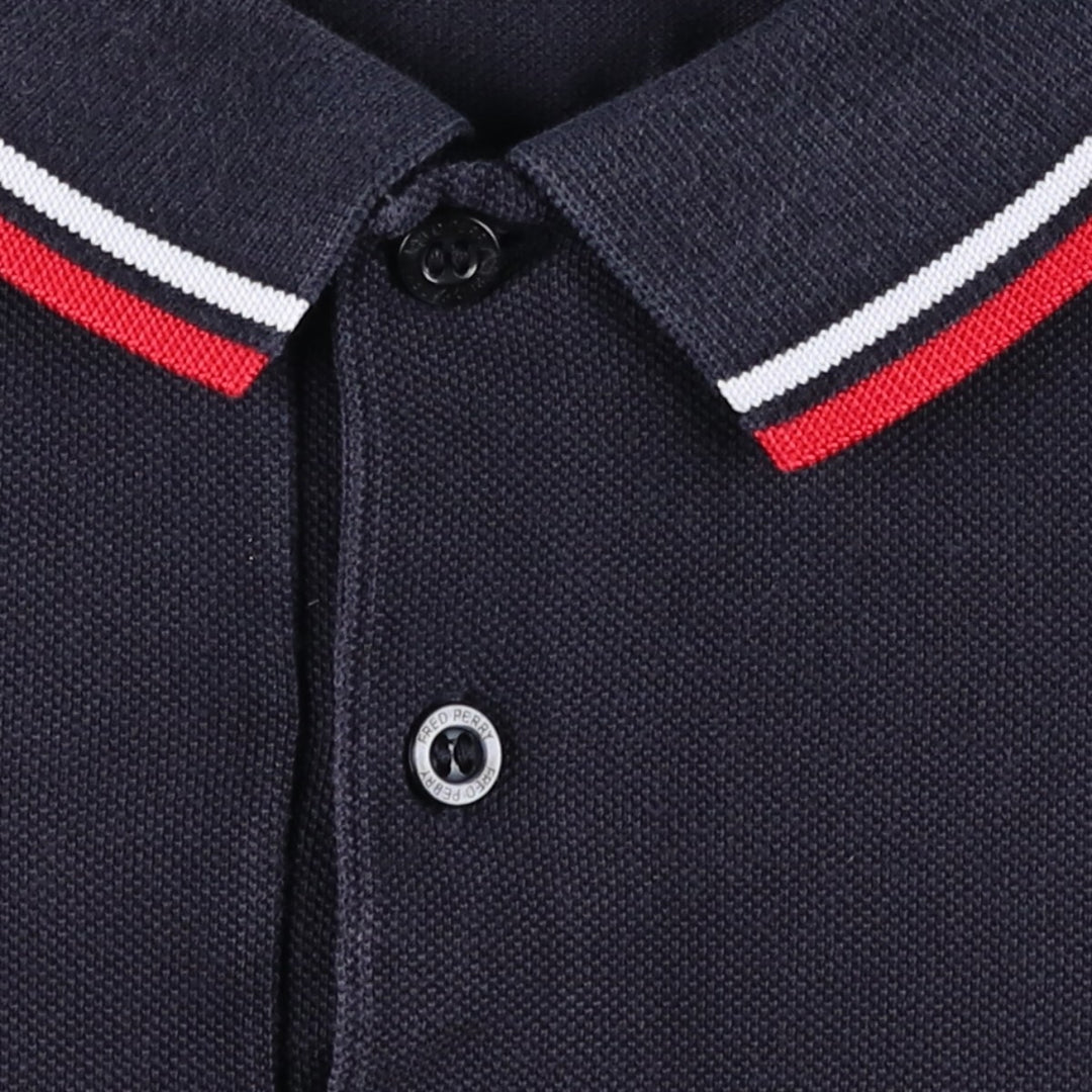 Fred Perry short-sleeved polo shirt, men's size XL cotton black type Vintage Second Hand