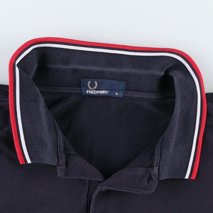 Fred Perry short-sleeved polo shirt, men's size XL cotton black type Vintage Second Hand