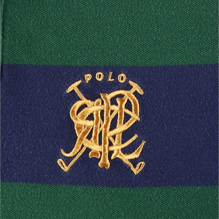 Ralph Lauren POLO RALPH LAUREN CUSTOM FIT short sleeve striped polo shirt men's size L cotton navy blue type Vintage Second Hand