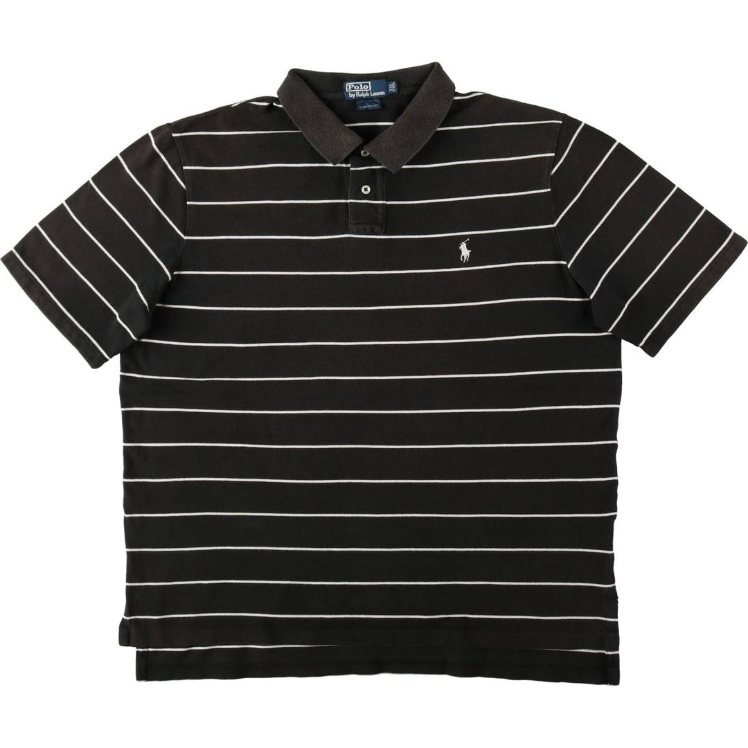 Ralph Lauren POLO by Ralph Lauren CUSTOM FIT short sleeve striped polo shirt men's XXL equivalent cotton black type Vintage Second Hand