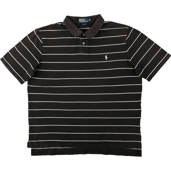 Ralph Lauren POLO by Ralph Lauren CUSTOM FIT short sleeve striped polo shirt men's XXL equivalent cotton black type Vintage Second Hand