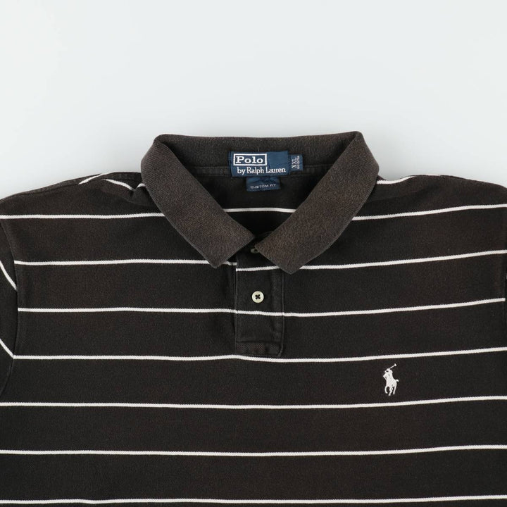 Ralph Lauren POLO by Ralph Lauren CUSTOM FIT short sleeve striped polo shirt men's XXL equivalent cotton black type Vintage Second Hand