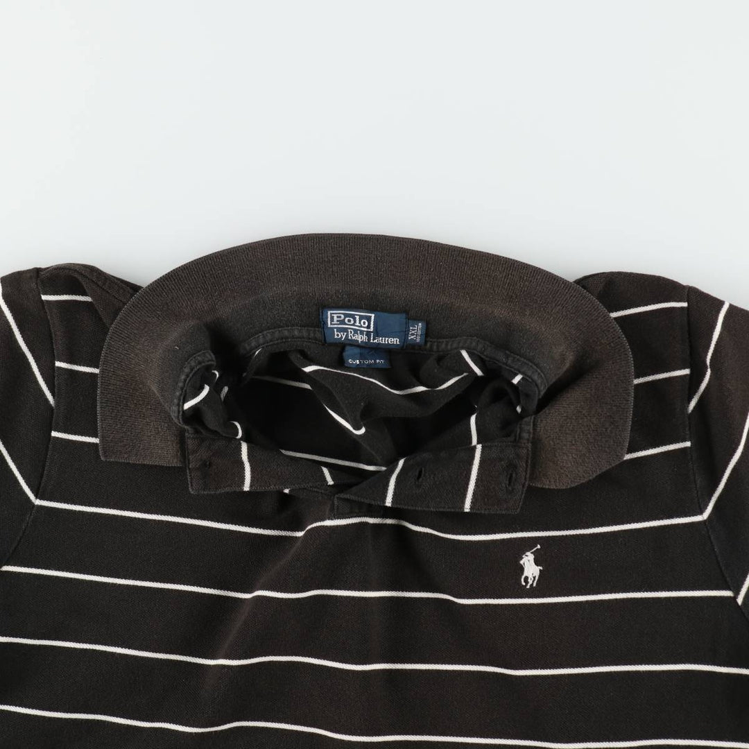 Ralph Lauren POLO by Ralph Lauren CUSTOM FIT short sleeve striped polo shirt men's XXL equivalent cotton black type Vintage Second Hand