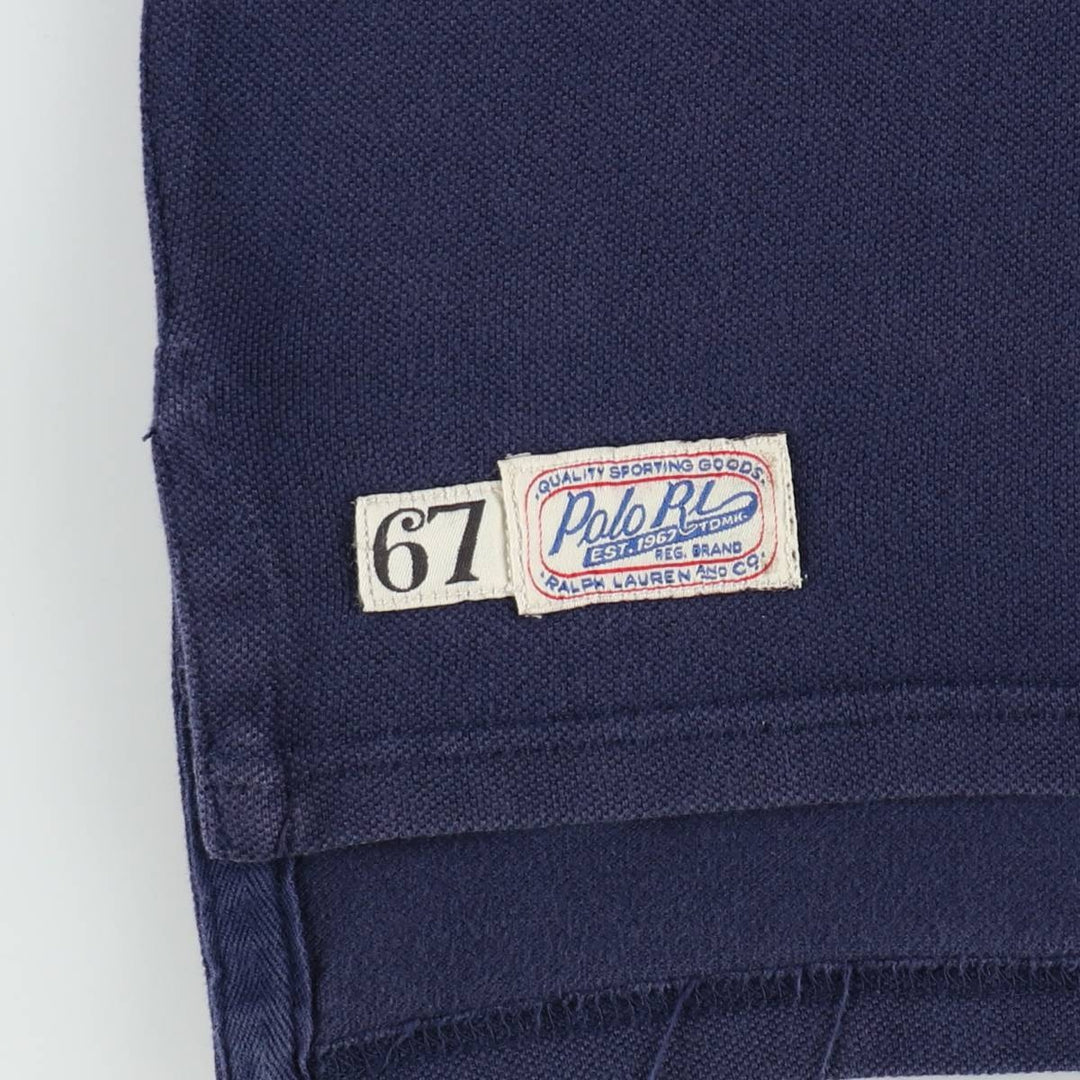 Ralph Lauren POLO RALPH LAUREN CUSTOM FIT short-sleeved rugby shirt, men's size L cotton navy blue type Vintage Second Hand