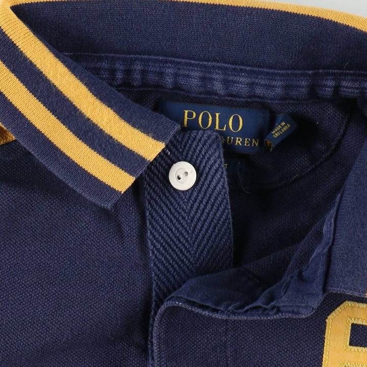 Ralph Lauren POLO RALPH LAUREN CUSTOM FIT short-sleeved rugby shirt, men's size L cotton navy blue type Vintage Second Hand