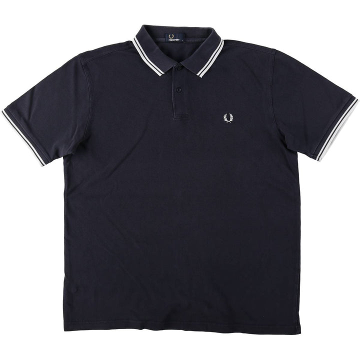 Fred Perry short-sleeved polo shirt, men's size XL cotton navy blue type Vintage Second Hand