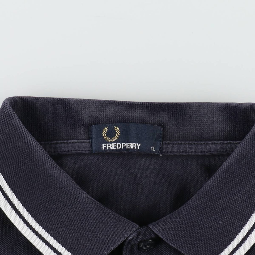 Fred Perry short-sleeved polo shirt, men's size XL cotton navy blue type Vintage Second Hand
