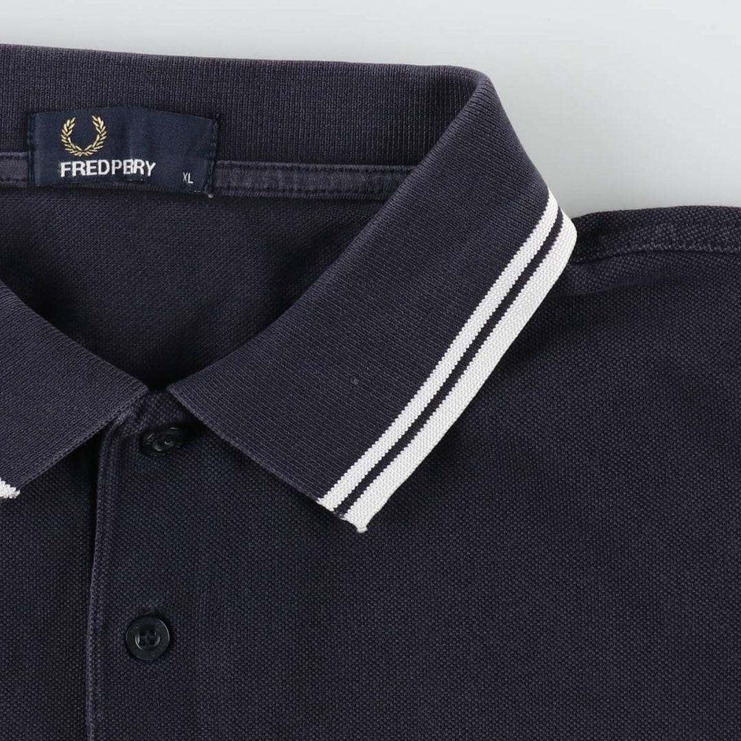 Fred Perry short-sleeved polo shirt, men's size XL cotton navy blue type Vintage Second Hand