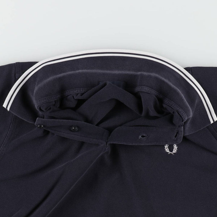 Fred Perry short-sleeved polo shirt, men's size XL cotton navy blue type Vintage Second Hand