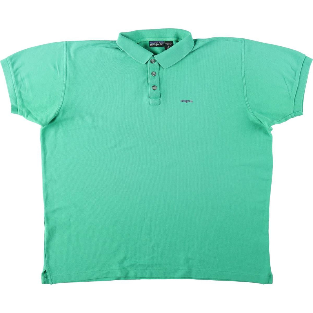 1990'S Patagonia 52821S2 Short Sleeve Polo Shirt, Men's Size XL (Equivalent), Vintage cotton Emerald green Vintage Second Hand
