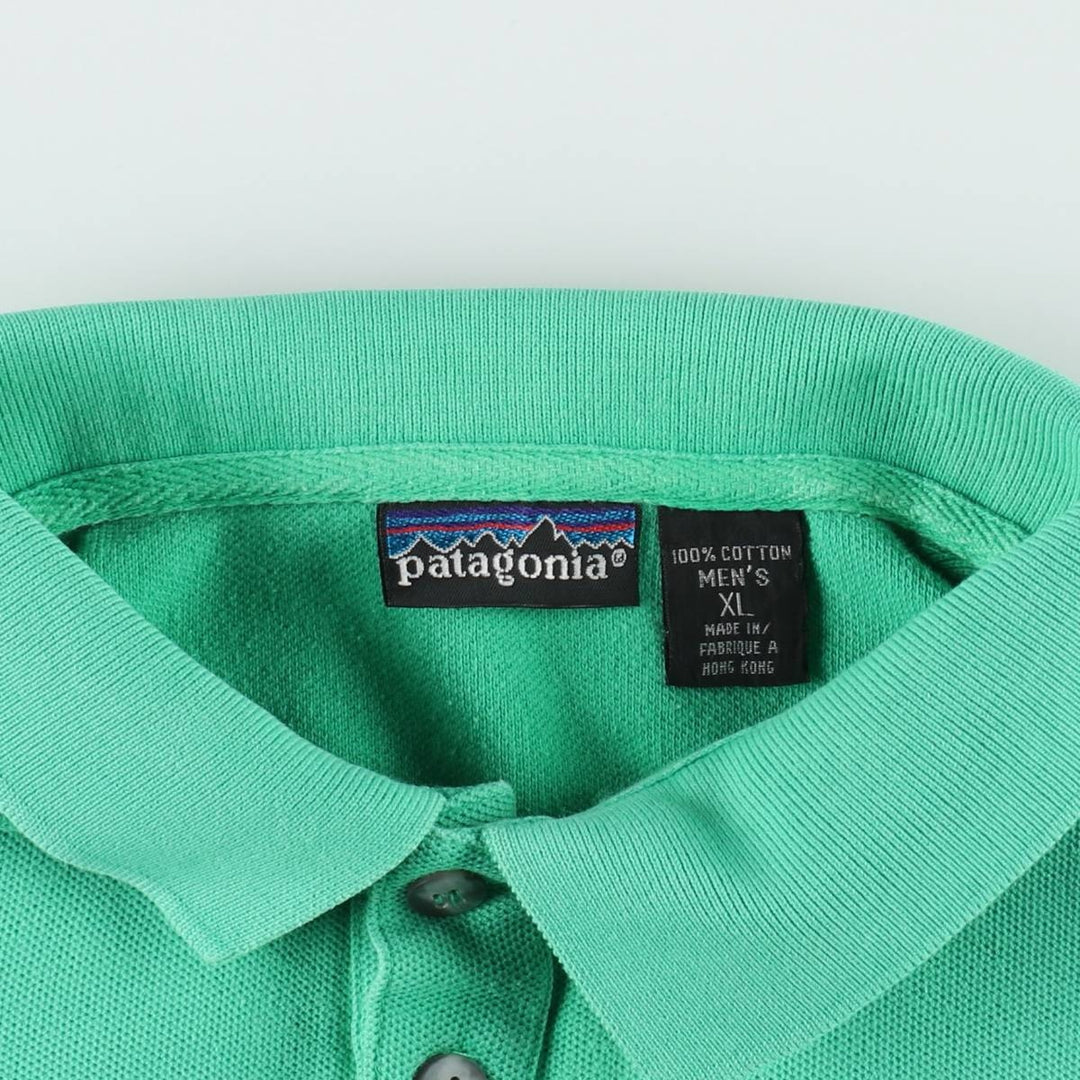 1990'S Patagonia 52821S2 Short Sleeve Polo Shirt, Men's Size XL (Equivalent), Vintage cotton Emerald green Vintage Second Hand