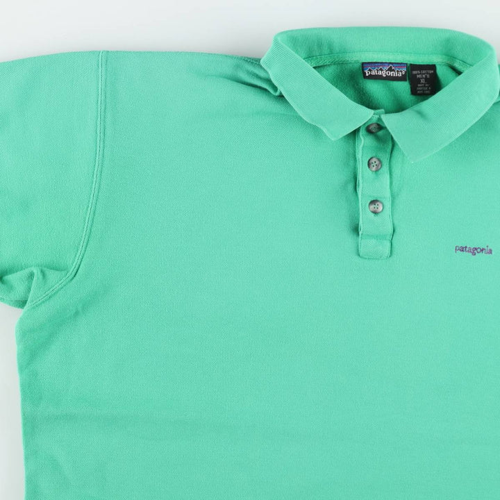 1990'S Patagonia 52821S2 Short Sleeve Polo Shirt, Men's Size XL (Equivalent), Vintage cotton Emerald green Vintage Second Hand