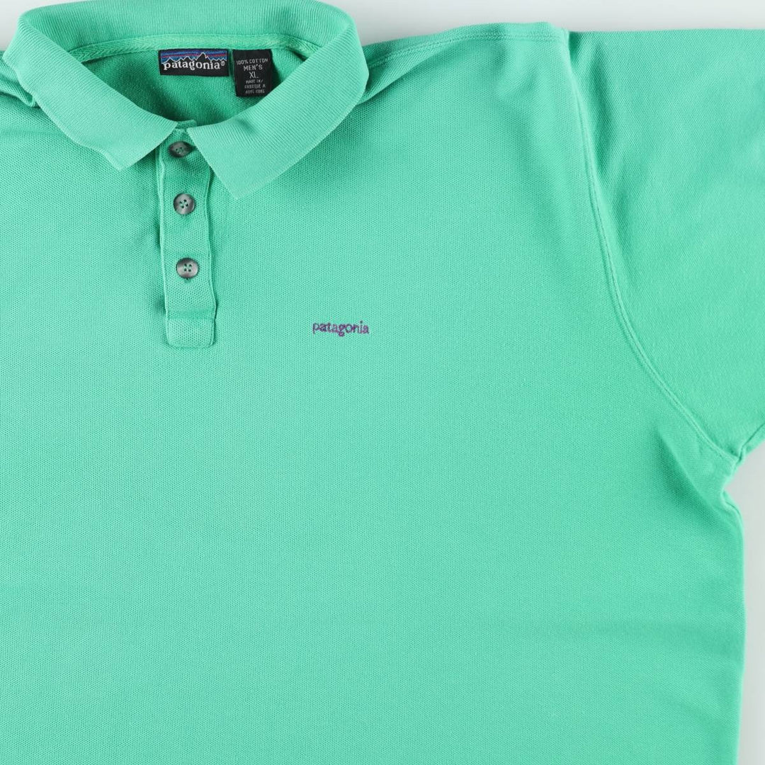 1990'S Patagonia 52821S2 Short Sleeve Polo Shirt, Men's Size XL (Equivalent), Vintage cotton Emerald green Vintage Second Hand