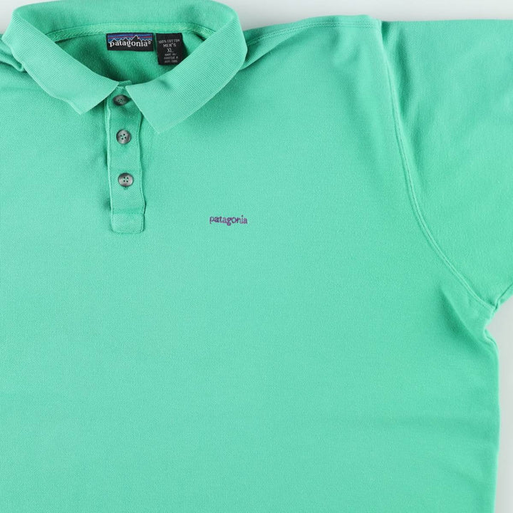 1990'S Patagonia 52821S2 Short Sleeve Polo Shirt, Men's Size XL (Equivalent), Vintage cotton Emerald green Vintage Second Hand
