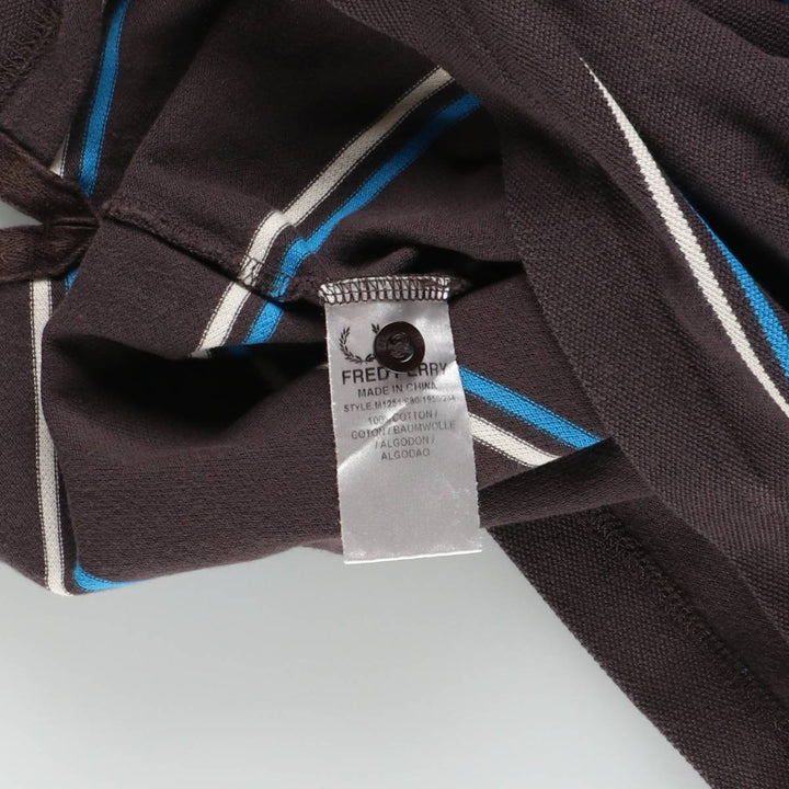 Fred Perry multi-stripe short-sleeved striped polo shirt, men's size M (approx.) cotton brown type Vintage Second Hand