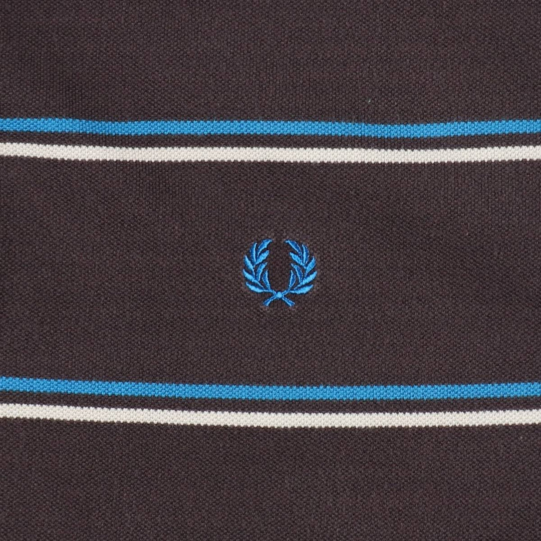 Fred Perry multi-stripe short-sleeved striped polo shirt, men's size M (approx.) cotton brown type Vintage Second Hand