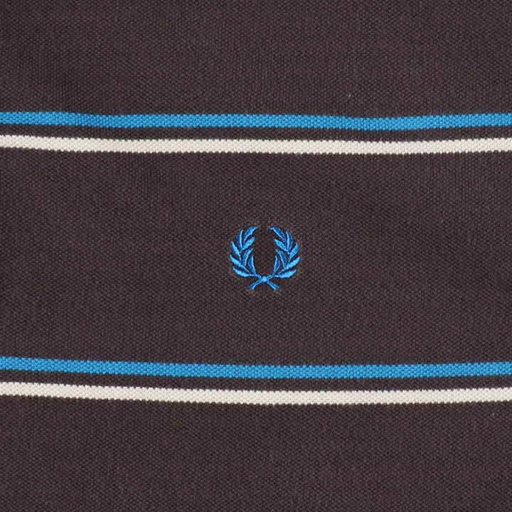 Fred Perry multi-stripe short-sleeved striped polo shirt, men's size M (approx.) cotton brown type Vintage Second Hand