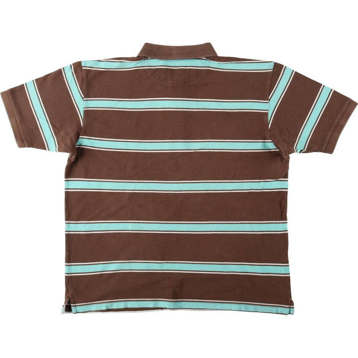 Fred Perry multi-stripe short-sleeved striped polo shirt, men's size XXL equivalent. cotton brown type Vintage Second Hand