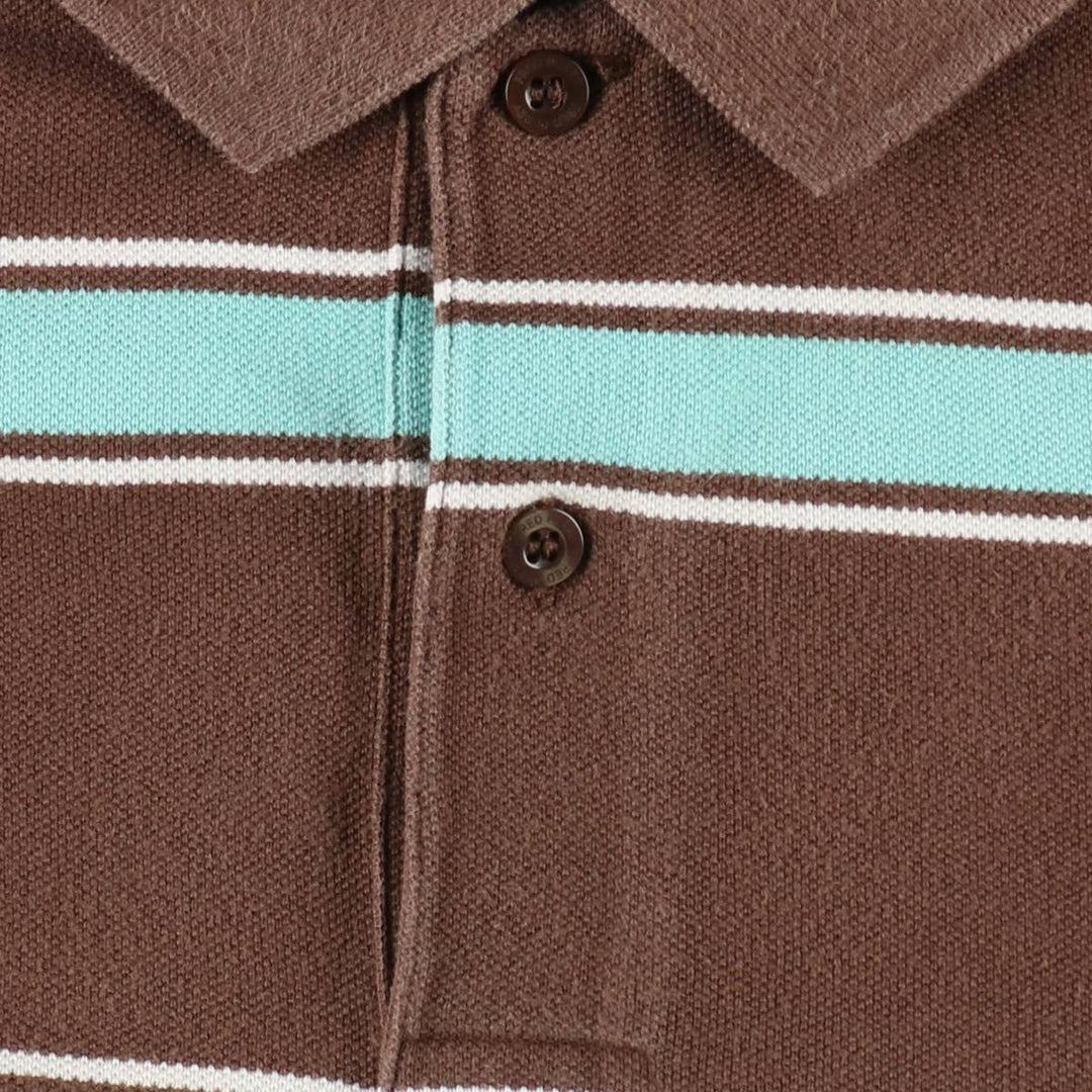 Fred Perry multi-stripe short-sleeved striped polo shirt, men's size XXL equivalent. cotton brown type Vintage Second Hand