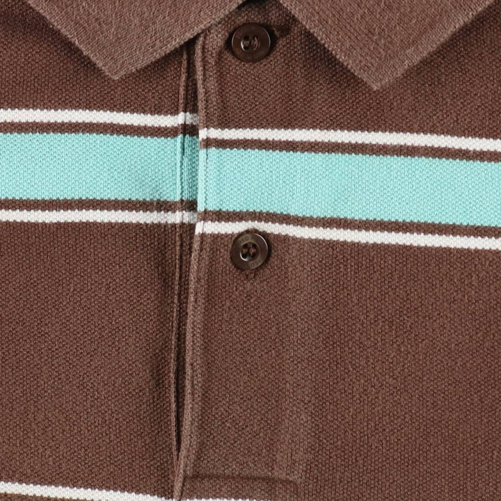 Fred Perry multi-stripe short-sleeved striped polo shirt, men's size XXL equivalent. cotton brown type Vintage Second Hand