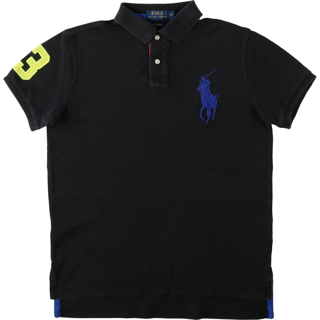 Ralph Lauren POLO RALPH LAUREN CUSTOM FIT Big Pony Short Sleeve Polo Shirt, Men's Size Medium cotton black type Vintage Second Hand