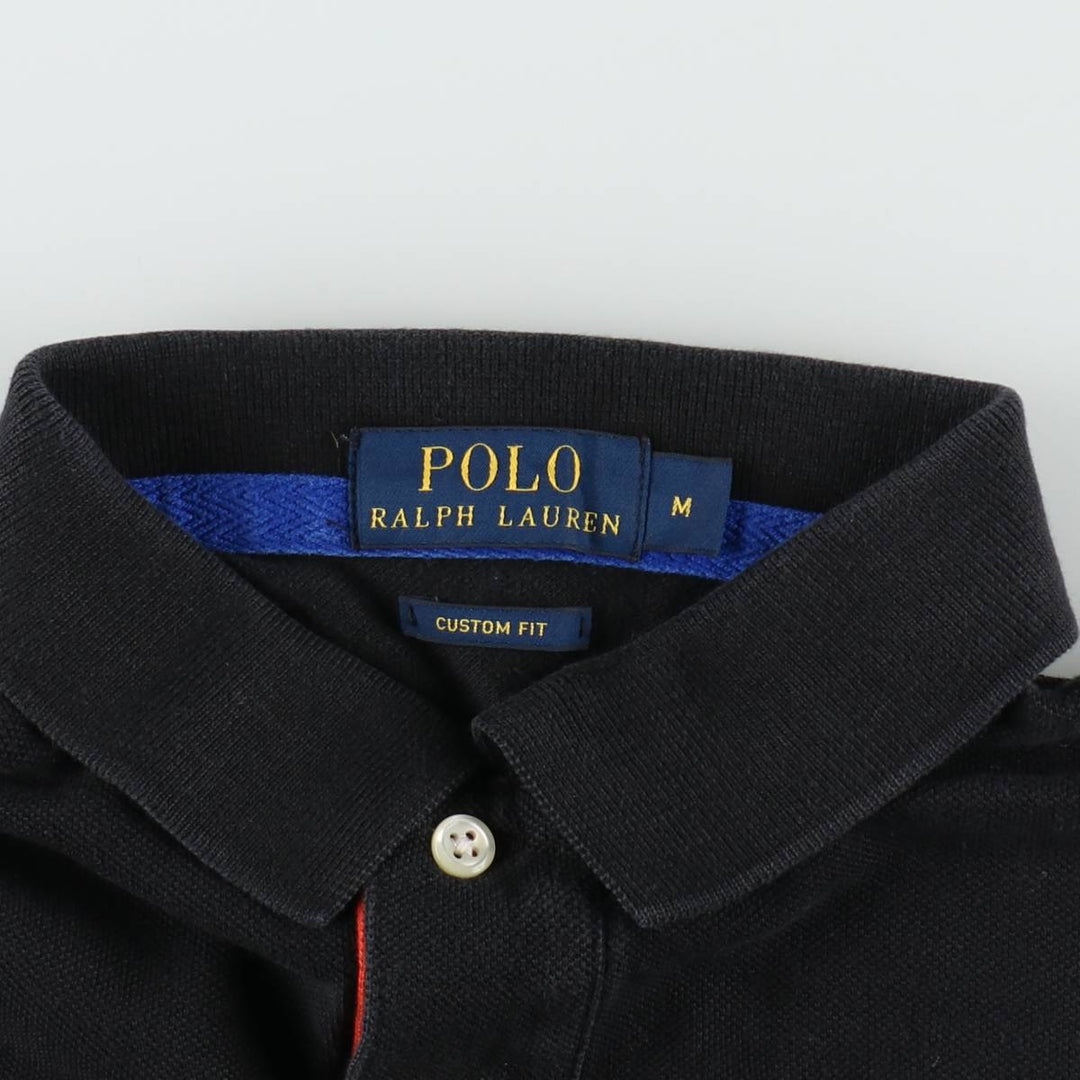 Ralph Lauren POLO RALPH LAUREN CUSTOM FIT Big Pony Short Sleeve Polo Shirt, Men's Size Medium cotton black type Vintage Second Hand