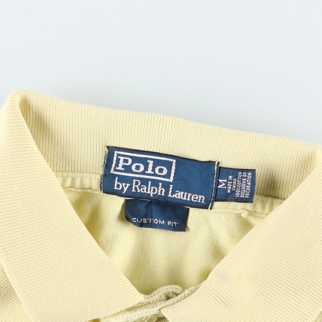 Ralph Lauren POLO by Ralph Lauren CUSTOM FIT Big Pony Short Sleeve Polo Shirt Men's M size cotton yellow type Vintage Second Hand