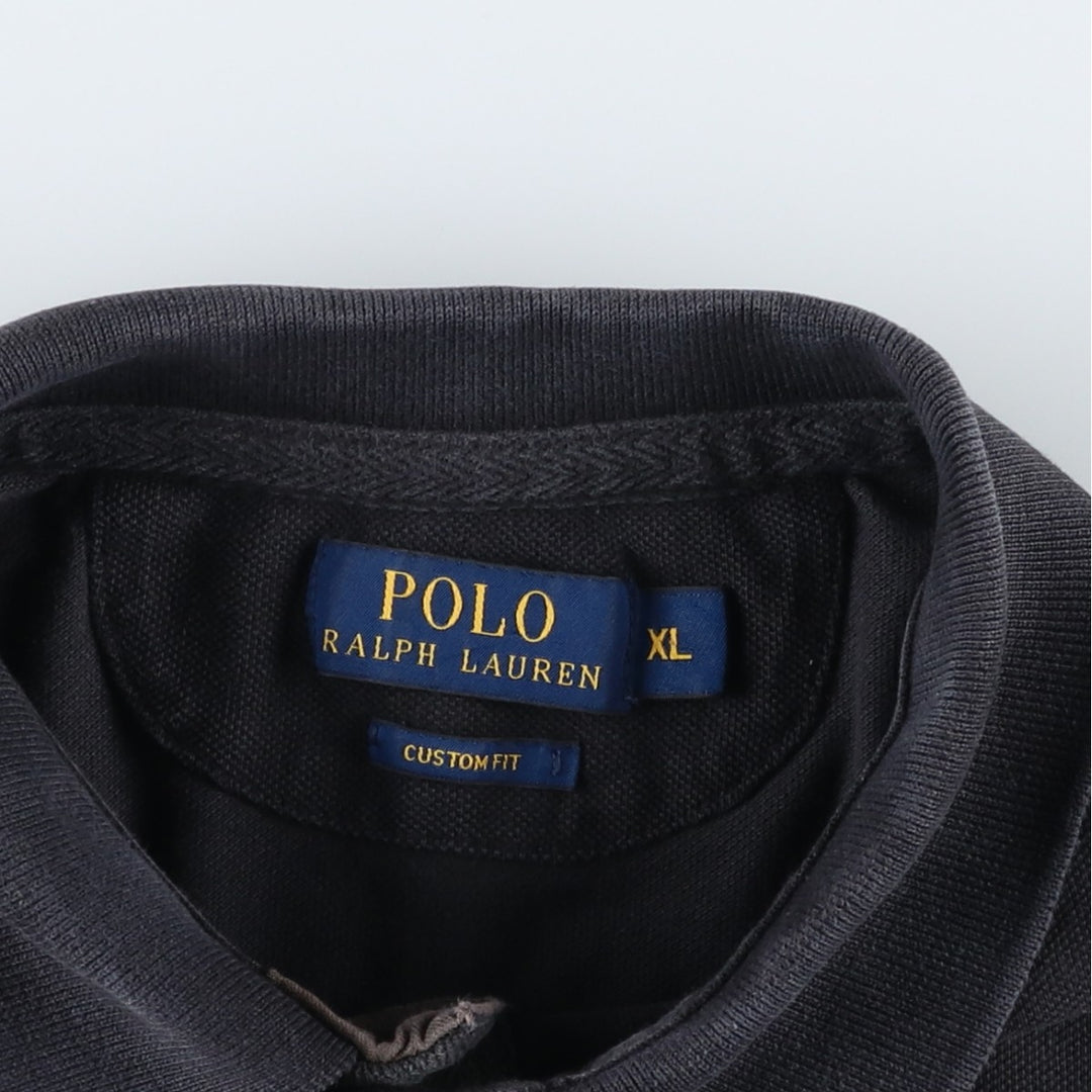 Ralph Lauren POLO RALPH LAUREN CUSTOM FIT short sleeve polo shirt men's XL equivalent cotton black type Vintage Second Hand