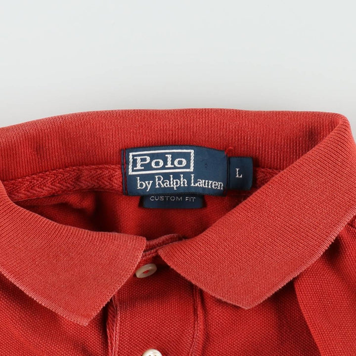 Ralph Lauren POLO by Ralph Lauren CUSTOM FIT Big Pony Short Sleeve Polo Shirt Men's L size cotton red type reddish brown Vintage Second Hand