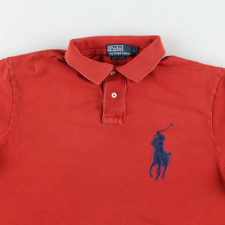 Ralph Lauren POLO by Ralph Lauren CUSTOM FIT Big Pony Short Sleeve Polo Shirt Men's L size cotton red type reddish brown Vintage Second Hand