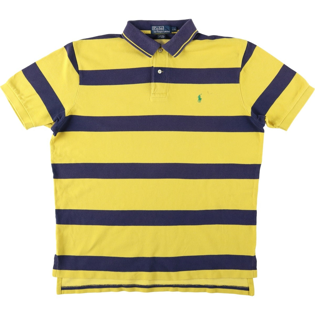 Ralph Lauren POLO by Ralph Lauren short sleeve striped polo shirt, men's size L cotton yellow type Vintage Second Hand