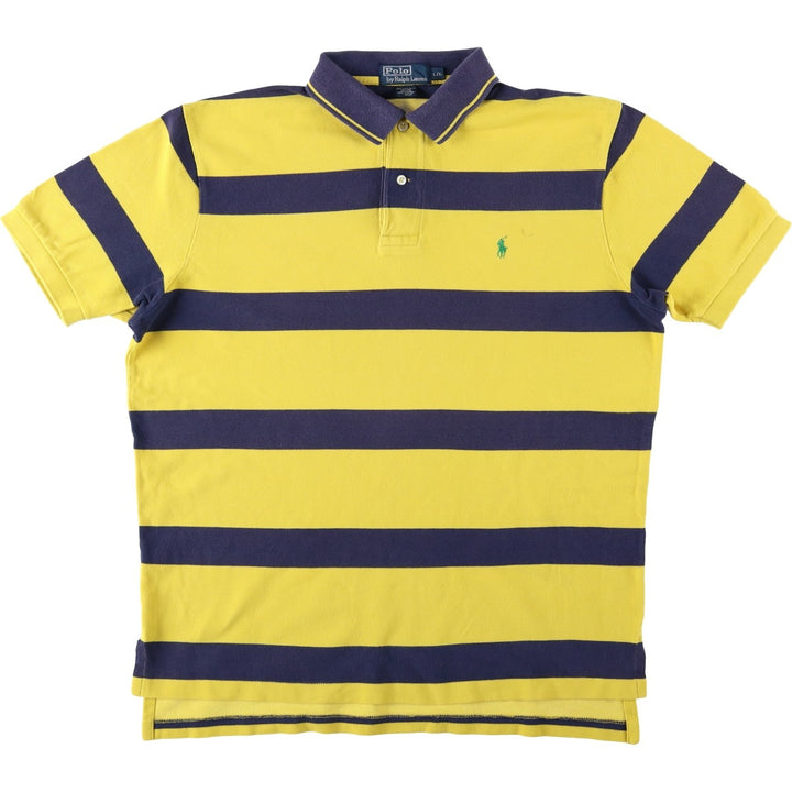 Ralph Lauren POLO by Ralph Lauren short sleeve striped polo shirt, men's size L cotton yellow type Vintage Second Hand