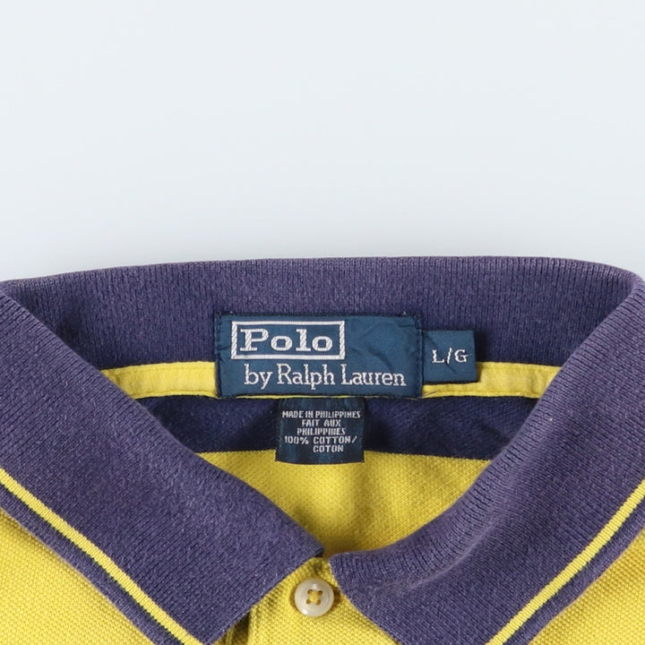 Ralph Lauren POLO by Ralph Lauren short sleeve striped polo shirt, men's size L cotton yellow type Vintage Second Hand