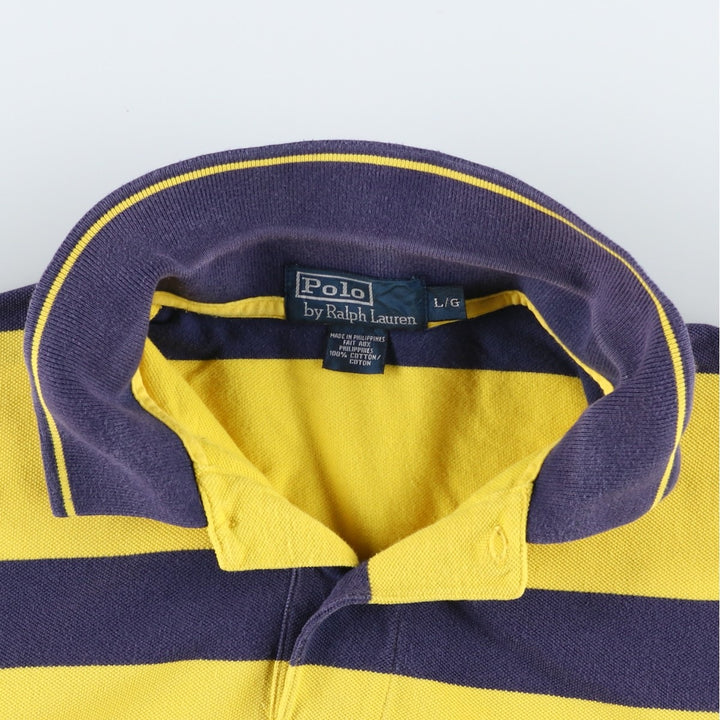 Ralph Lauren POLO by Ralph Lauren short sleeve striped polo shirt, men's size L cotton yellow type Vintage Second Hand