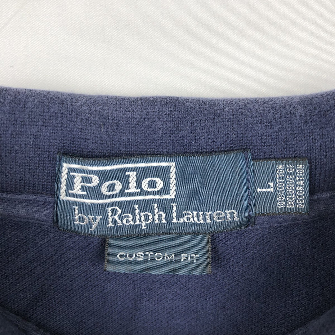 Ralph Lauren POLO by Ralph Lauren CUSTOM FIT Big Pony Short Sleeve Polo Shirt Men's L size cotton navy blue type Vintage Second Hand