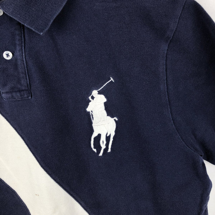 Ralph Lauren POLO by Ralph Lauren CUSTOM FIT Big Pony Short Sleeve Polo Shirt Men's L size cotton navy blue type Vintage Second Hand