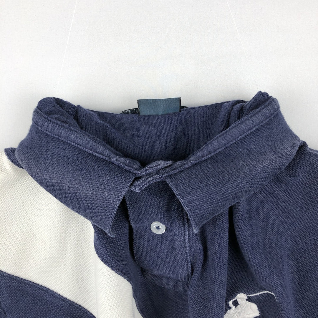 Ralph Lauren POLO by Ralph Lauren CUSTOM FIT Big Pony Short Sleeve Polo Shirt Men's L size cotton navy blue type Vintage Second Hand