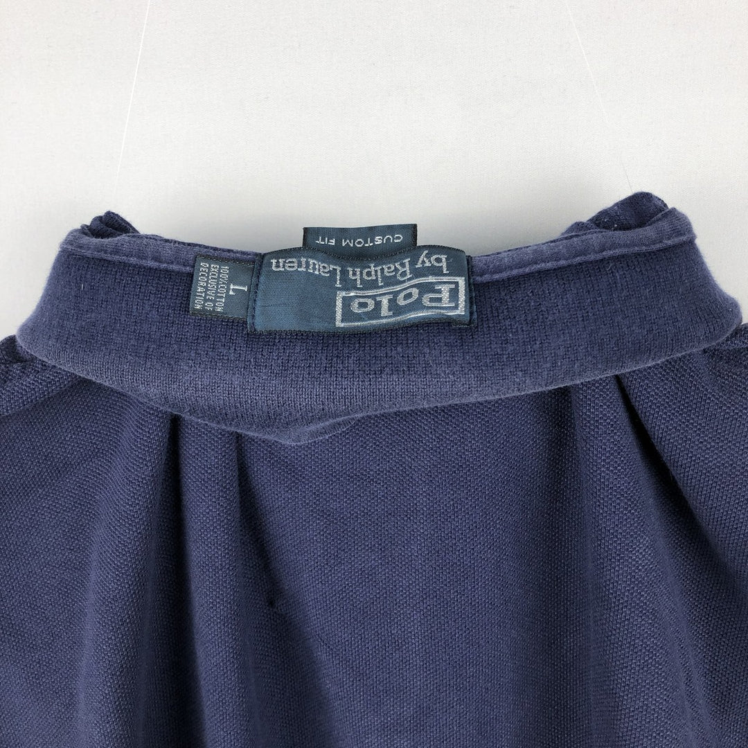 Ralph Lauren POLO by Ralph Lauren CUSTOM FIT Big Pony Short Sleeve Polo Shirt Men's L size cotton navy blue type Vintage Second Hand