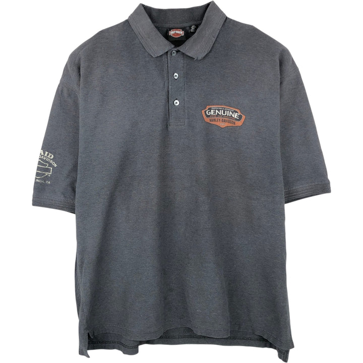 Harley-Davidson Short-Sleeve Polo Shirt, Men's Size XXL (approx.) cotton Charcoal Vintage Second Hand