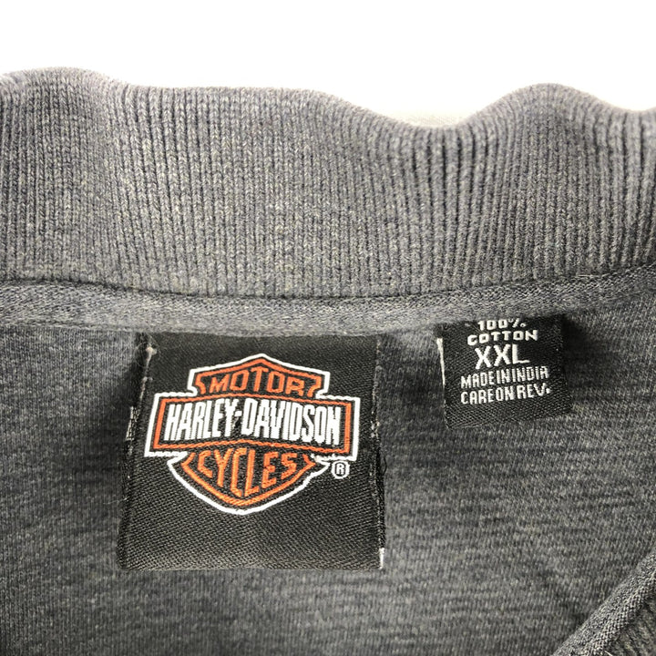 Harley-Davidson Short-Sleeve Polo Shirt, Men's Size XXL (approx.) cotton Charcoal Vintage Second Hand