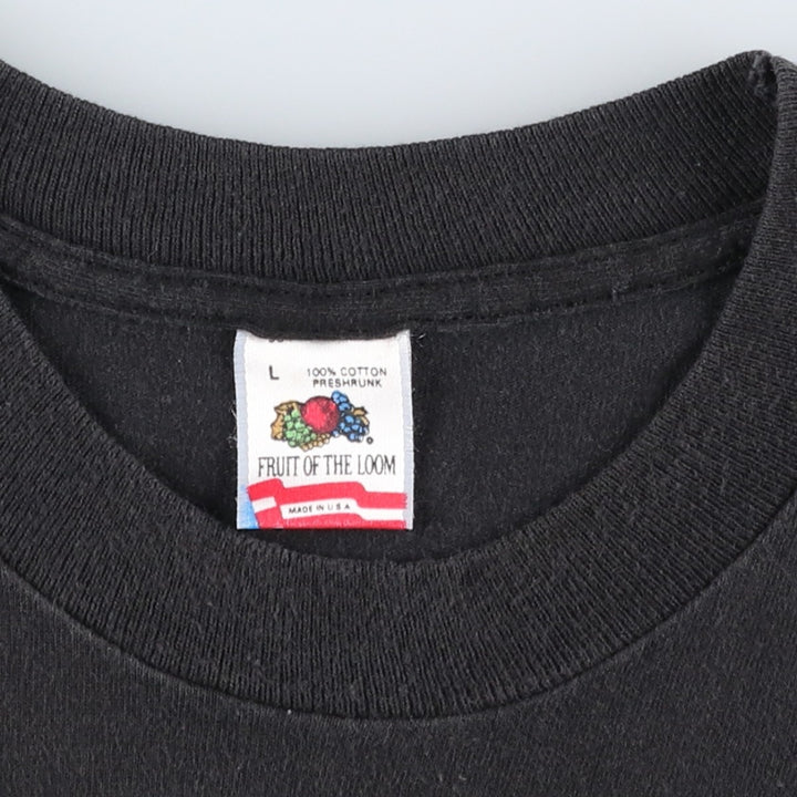 90'S Fruit of the Loom printed T-shirt, made in the USA, men's size L, vintage cotton black type Vintage Second Hand