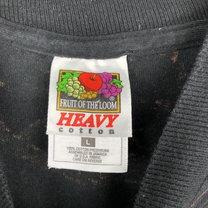 90s-00'S Fruit of the Loom all-over print T-shirt, men's size L (approx.) cotton black type Vintage Second Hand