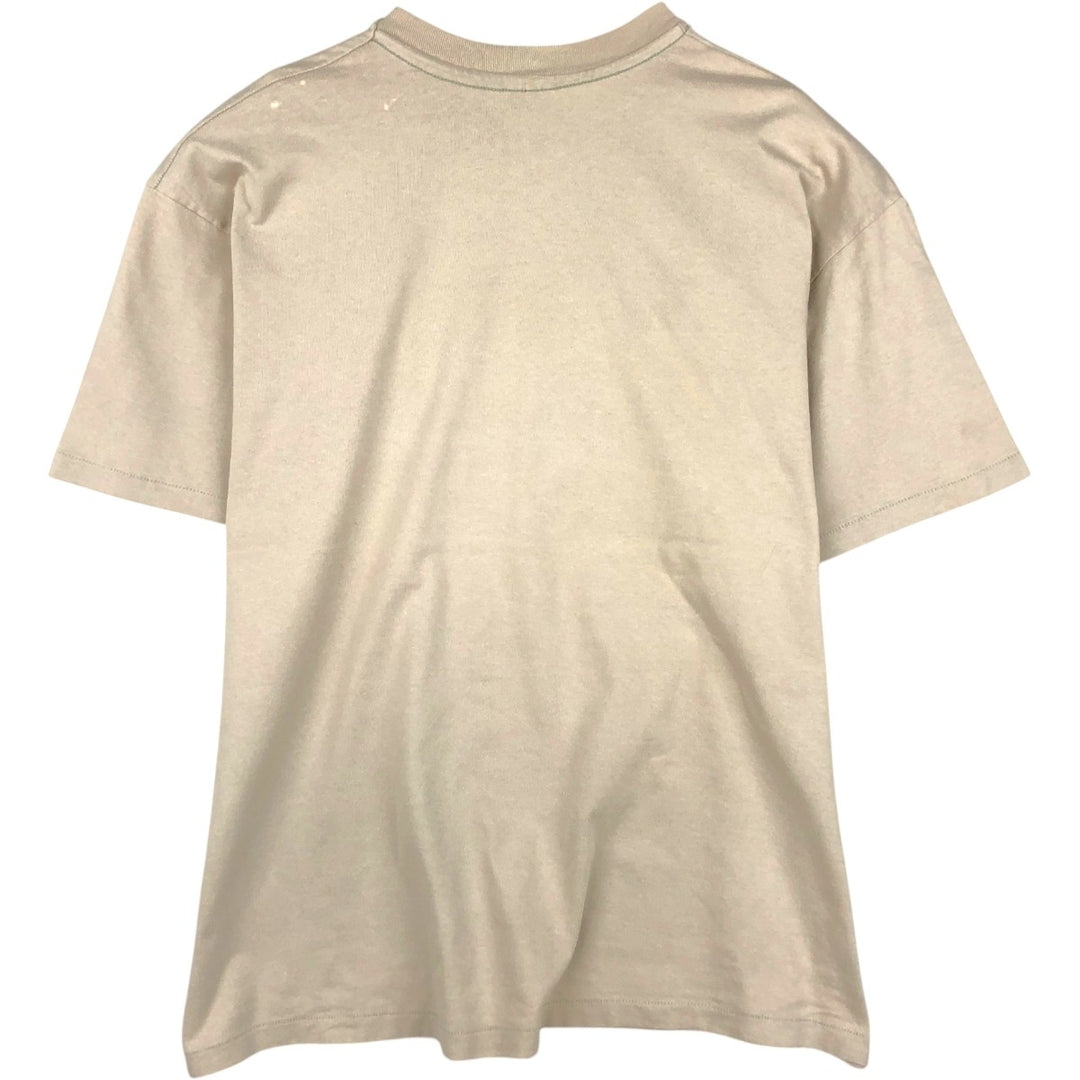 90'S Hanes BEEFY-T Floral Print T-Shirt Made in USA Men's XL Vintage cotton Beige type Vintage Second Hand