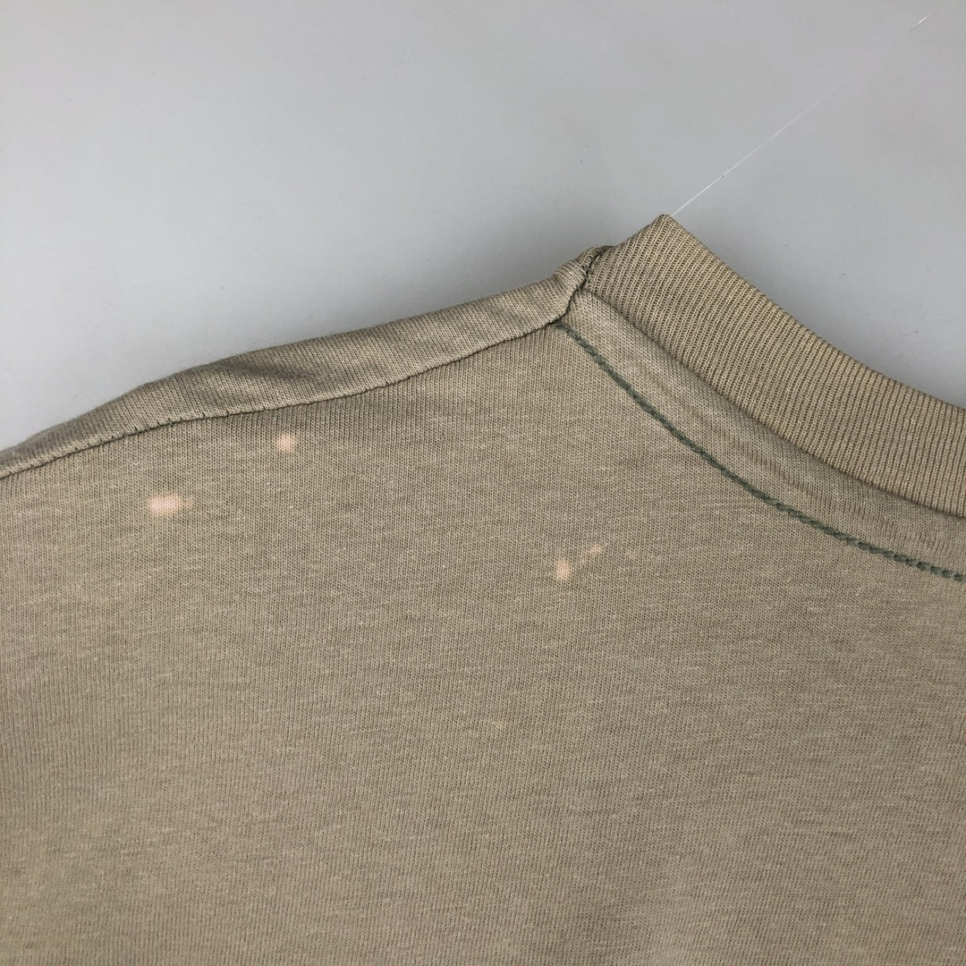90'S Hanes BEEFY-T Floral Print T-Shirt Made in USA Men's XL Vintage cotton Beige type Vintage Second Hand