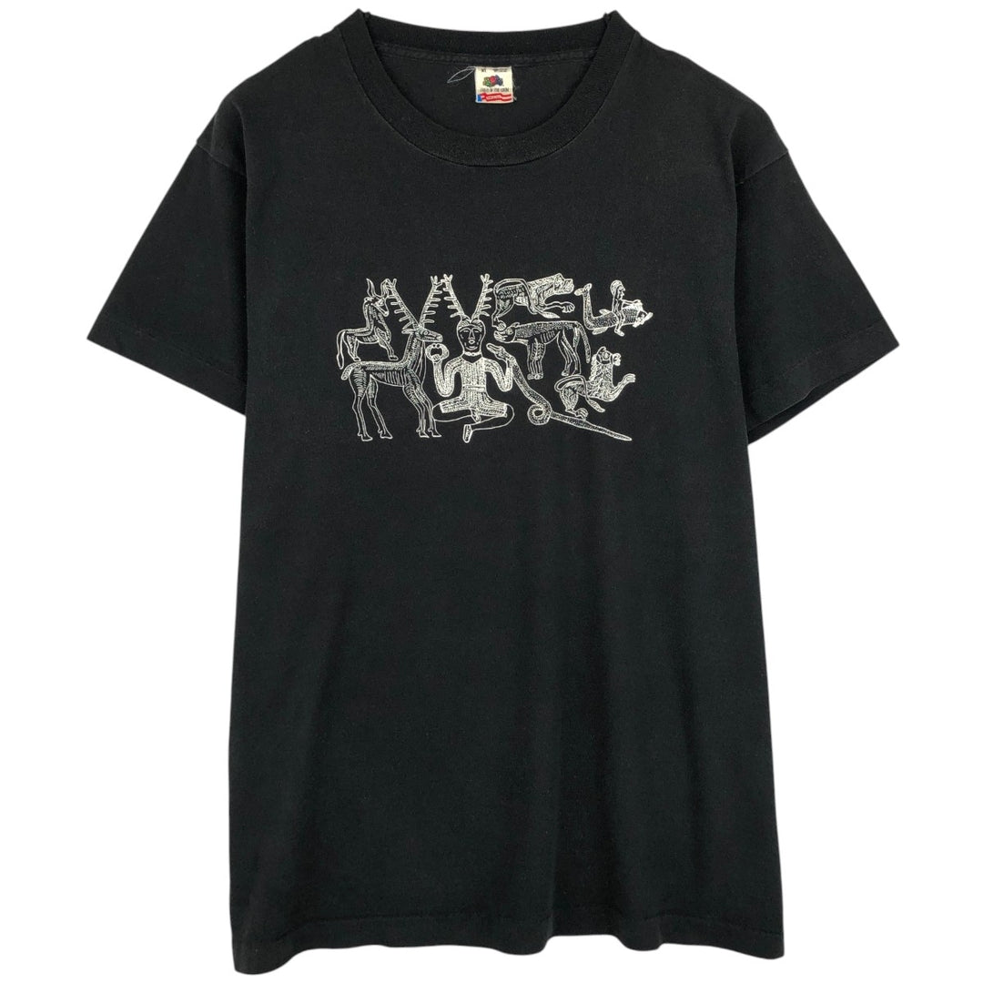 90'S Fruit of the Loom Celtic Mythology Print T-Shirt, Made in USA, Men's XL (approx.) Vintage cotton black type Vintage Second Hand